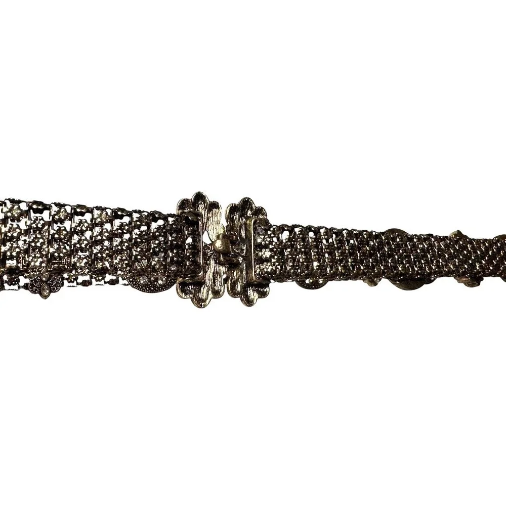 Vintage 90s womens belt ornate filigree bronze art deco size small maximalist